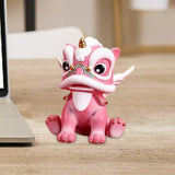 Maxbell Desktop Chinese Style Lion Statue Lightweight Stable Base Fine Craftsmanship Pink