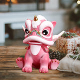Maxbell Desktop Chinese Style Lion Statue Lightweight Stable Base Fine Craftsmanship Pink