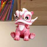 Maxbell Desktop Chinese Style Lion Statue Lightweight Stable Base Fine Craftsmanship Pink