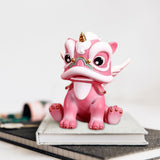 Maxbell Desktop Chinese Style Lion Statue Lightweight Stable Base Fine Craftsmanship Pink