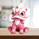 Maxbell Desktop Chinese Style Lion Statue Lightweight Stable Base Fine Craftsmanship Pink