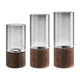 Maxbell Modern Flower Vase Wood Base Cylinder Vases Table Centerpiece Glass Vase S