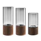 Maxbell Modern Flower Vase Wood Base Cylinder Vases Table Centerpiece Glass Vase S