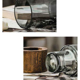 Maxbell Modern Flower Vase Wood Base Cylinder Vases Table Centerpiece Glass Vase S
