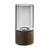 Maxbell Modern Flower Vase Wood Base Cylinder Vases Table Centerpiece Glass Vase S