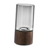 Maxbell Modern Flower Vase Wood Base Cylinder Vases Table Centerpiece Glass Vase S