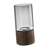 Maxbell Modern Flower Vase Wood Base Cylinder Vases Table Centerpiece Glass Vase S