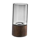Maxbell Modern Flower Vase Wood Base Cylinder Vases Table Centerpiece Glass Vase S