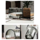 Maxbell Modern Flower Vase Wood Base Cylinder Vases Table Centerpiece Glass Vase S