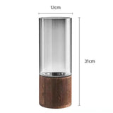 Maxbell Modern Flower Vase Wood Base Cylinder Vases Table Centerpiece Glass Vase M