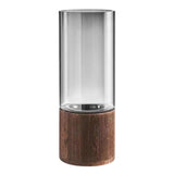 Maxbell Modern Flower Vase Wood Base Cylinder Vases Table Centerpiece Glass Vase M