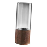 Maxbell Modern Flower Vase Wood Base Cylinder Vases Table Centerpiece Glass Vase M