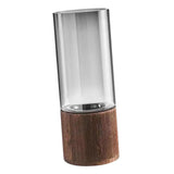 Maxbell Modern Flower Vase Wood Base Cylinder Vases Table Centerpiece Glass Vase M