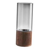 Maxbell Modern Flower Vase Wood Base Cylinder Vases Table Centerpiece Glass Vase M