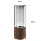 Maxbell Modern Flower Vase Wood Base Cylinder Vases Table Centerpiece Glass Vase L