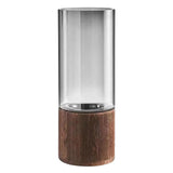 Maxbell Modern Flower Vase Wood Base Cylinder Vases Table Centerpiece Glass Vase L