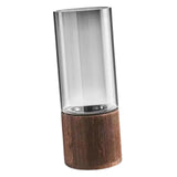 Maxbell Modern Flower Vase Wood Base Cylinder Vases Table Centerpiece Glass Vase L