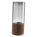 Maxbell Modern Flower Vase Wood Base Cylinder Vases Table Centerpiece Glass Vase L