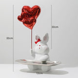 Maxbell Nordic Rabbit Storage Tray Statue Figurines Ornament for Home Desk Decor red