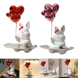 Maxbell Nordic Rabbit Storage Tray Statue Figurines Ornament for Home Desk Decor red