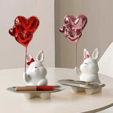 Maxbell Nordic Rabbit Storage Tray Statue Figurines Ornament for Home Desk Decor red