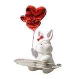Maxbell Nordic Rabbit Storage Tray Statue Figurines Ornament for Home Desk Decor red