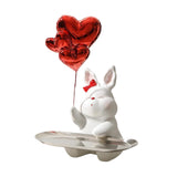 Maxbell Nordic Rabbit Storage Tray Statue Figurines Ornament for Home Desk Decor red