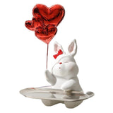 Maxbell Nordic Rabbit Storage Tray Statue Figurines Ornament for Home Desk Decor red