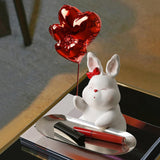 Maxbell Nordic Rabbit Storage Tray Statue Figurines Ornament for Home Desk Decor red