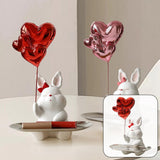 Maxbell Nordic Rabbit Storage Tray Statue Figurines Ornament for Home Desk Decor red