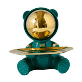 Maxbell Bear Storage Tray Statue Animal Sculpture for Entrance Bar Decor Green