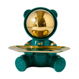 Maxbell Bear Storage Tray Statue Animal Sculpture for Entrance Bar Decor Green