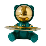 Maxbell Bear Storage Tray Statue Animal Sculpture for Entrance Bar Decor Green