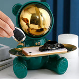 Maxbell Bear Storage Tray Statue Animal Sculpture for Entrance Bar Decor Green