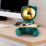 Maxbell Bear Storage Tray Statue Animal Sculpture for Entrance Bar Decor Green