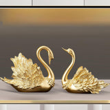 Maxbell 2x Resin Statues Sculptures Table Centerpiece Swan Figurines for Bedroom