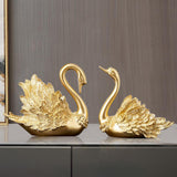 Maxbell 2x Resin Statues Sculptures Table Centerpiece Swan Figurines for Bedroom