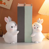 Maxbell Rabbit Bookends Book Stand Holder Resin Figurines for Home Cabinet Decor