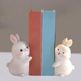 Maxbell Rabbit Bookends Book Stand Holder Resin Figurines for Home Cabinet Decor