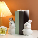 Maxbell Rabbit Bookends Book Stand Holder Resin Figurines for Home Cabinet Decor