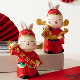 Maxbell Rabbit Statue Resin Craft Table for Anniversary Home Decorations StyleC