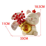 Maxbell Resin Lucky Cat Figurine Collectable for Present Dining Room Home Art Decor