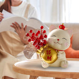Maxbell Resin Lucky Cat Figurine Collectable for Present Dining Room Home Art Decor