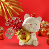 Maxbell Resin Lucky Cat Figurine Collectable for Present Dining Room Home Art Decor