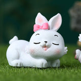 Maxbell Miniature Rabbit Statue Bunny Figurine Sculpture for Table Easter Decoration Style D