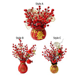 Maxbell Artificial Red Berries Bouquet Ginkgo Leaf for Housewarming Party Decoration Style A