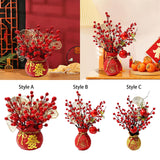 Maxbell Artificial Red Berries Bouquet Ginkgo Leaf for Housewarming Party Decoration Style A