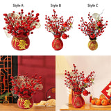 Maxbell Artificial Red Berries Bouquet Ginkgo Leaf for Housewarming Party Decoration Style A