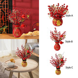 Maxbell Artificial Red Berries Bouquet Ginkgo Leaf for Housewarming Party Decoration Style A