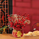 Maxbell Artificial Red Berries Bouquet Ginkgo Leaf for Housewarming Party Decoration Style A